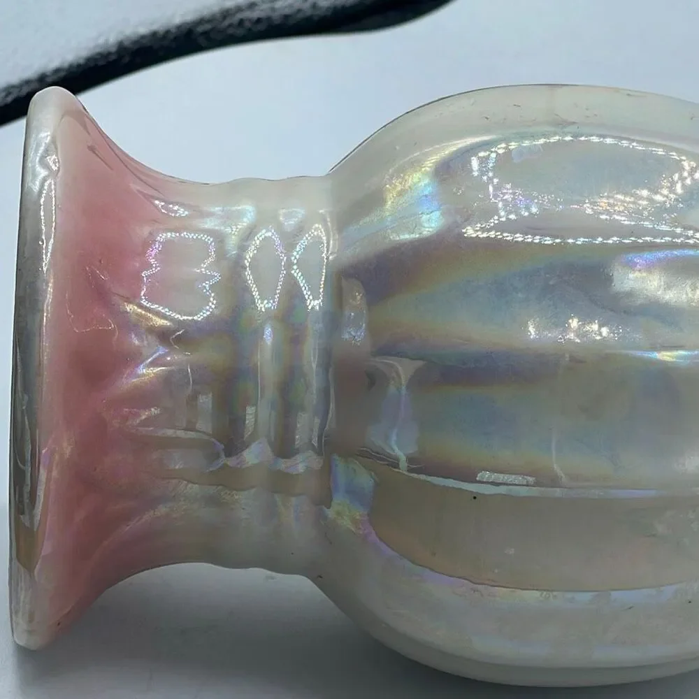 Vintage Vase iridescent Lusterware applied ceramic roses. - Picture 5 of 9